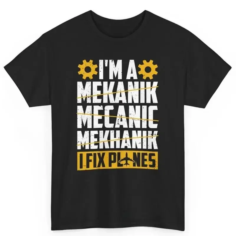 Camiseta de Algodón Divertida para Mecánico de Aviones, Técnico de Aeronaves, Talla S