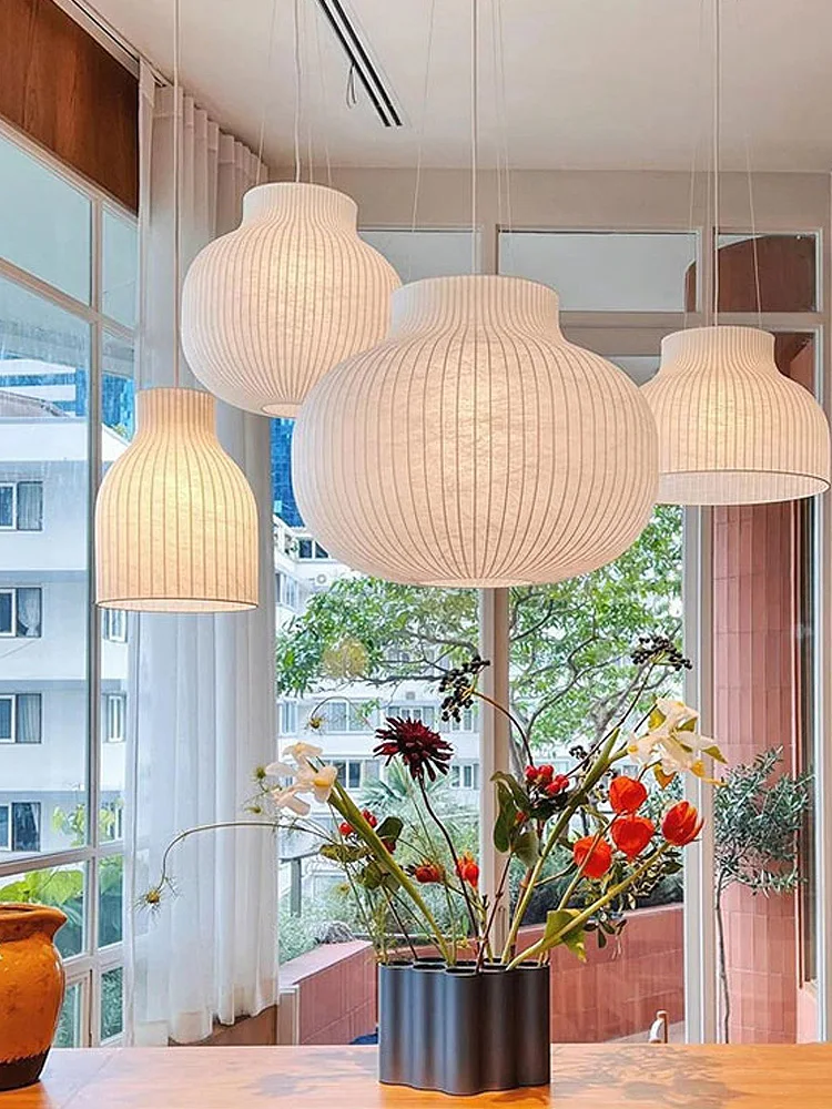 Modern 2024 Nordic Pendant Lamp Lustre Fabric Led Lights Home Decoration Living Room Bedroom Attic Bar Salon Ceiling Chandelier