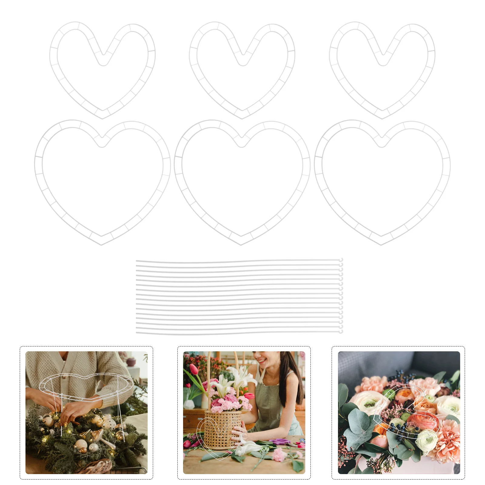 

6 set Heart Shaped Plastic Wreath Frame Diy Crafts Wedding Holiday Party Floral Arranging Tool Packaging Insert Holder Base