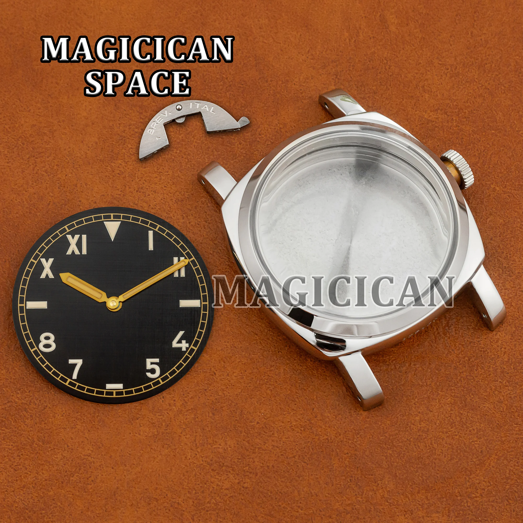 47mm Vintage Retro Case Dial Hands for PAM 6152 10ATM Waterproof Watch Case ETA 6497/6498/ST3600 Movement Watch Mod Parts