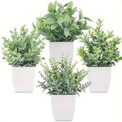 4pcs Simulation Bonsai, Artificial Greenery Potted Plants, Fake Plant For Farmhouse Bedroom Living Room Bathroom Home Decor