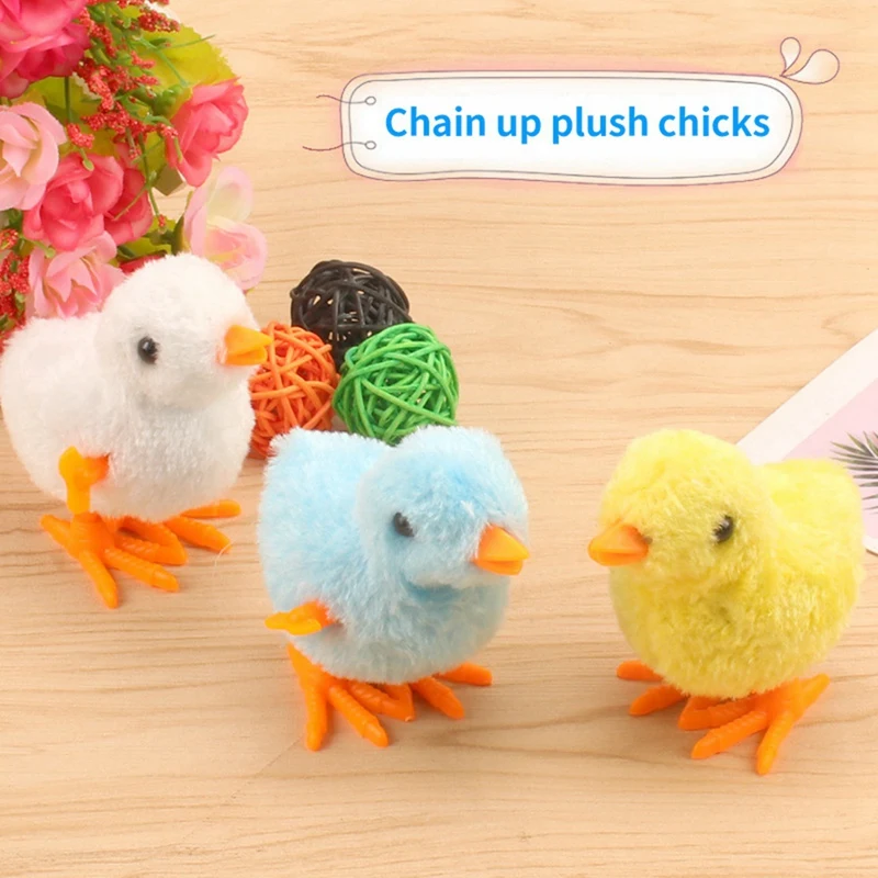 5Pcs Easter Wind Up Chick Speelgoed Nieuwigheid Springen Kip Gag Pluche Baby Kuikens Speelgoed Gunsten Cadeau Voor Kinderen Meisjes