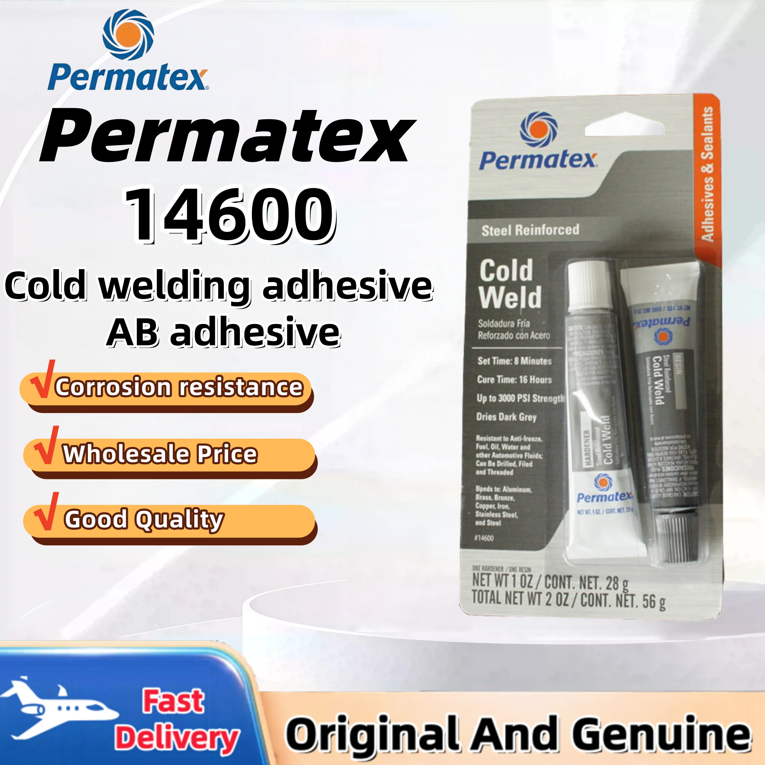 Permatex14600 Cold Flux Metal Epoxy Repair Agent for Casting Defects - US Origin Metal Repair Solution
