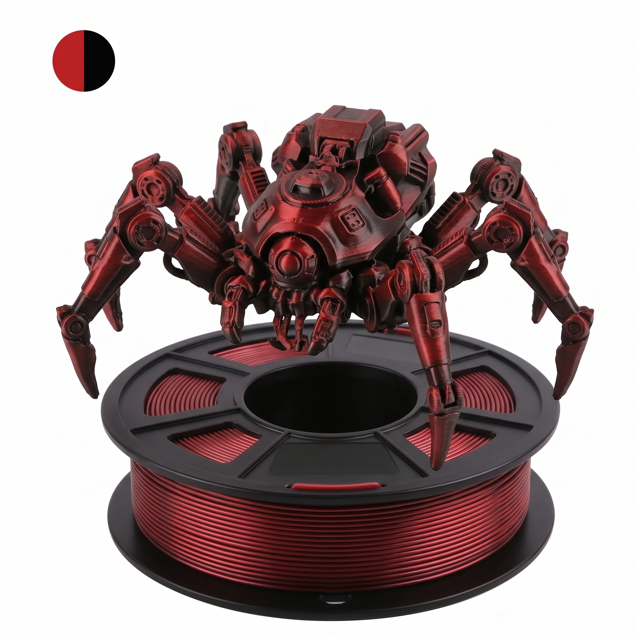 Silk PLA Filament 1.75mm, 3D Printer Filament Dual Color Coextrusion Filament PLA, 250g, Silk Black Red