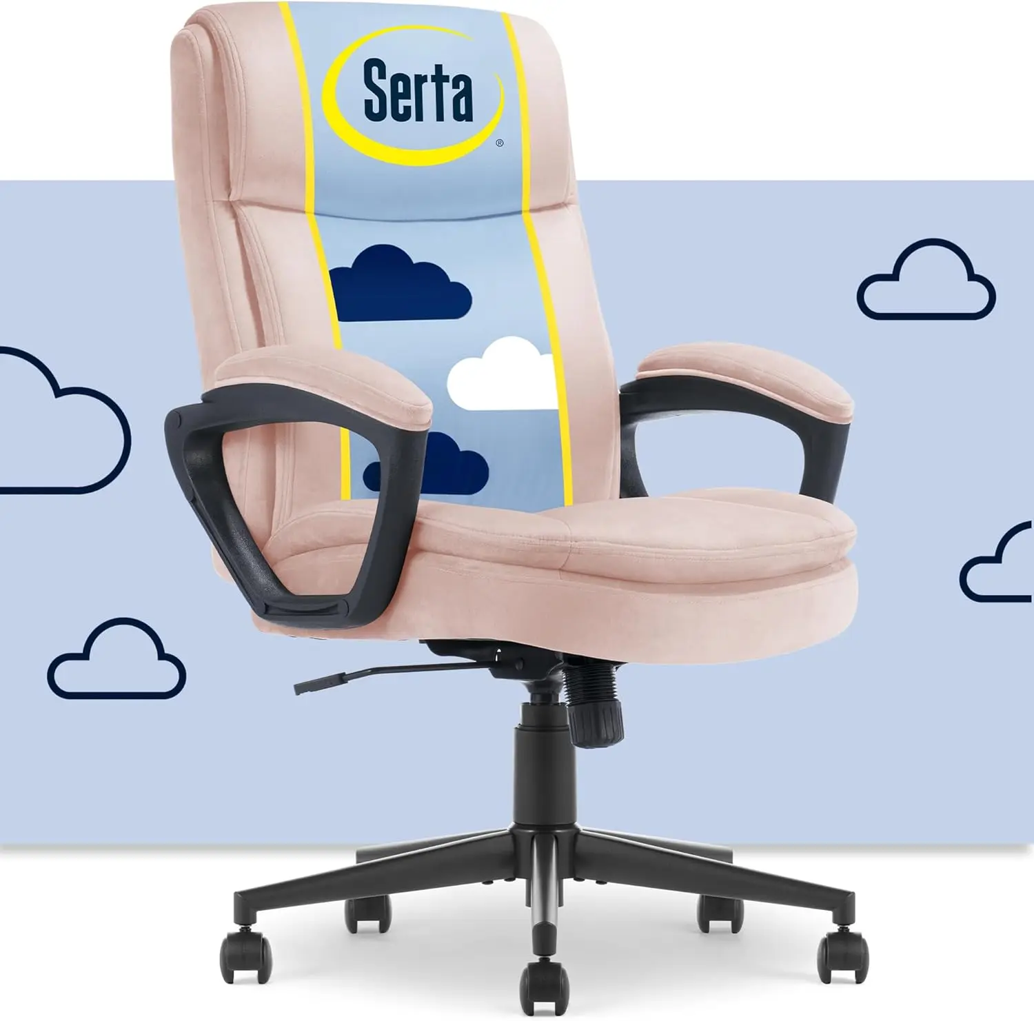 

Серта ® Офисное кресло Comfort Ergo Executive, эргономичное кресло со средней спинкой, дополнительной опорой для пиломатериалов, мягкими подлокотниками, регулируемой высотой и