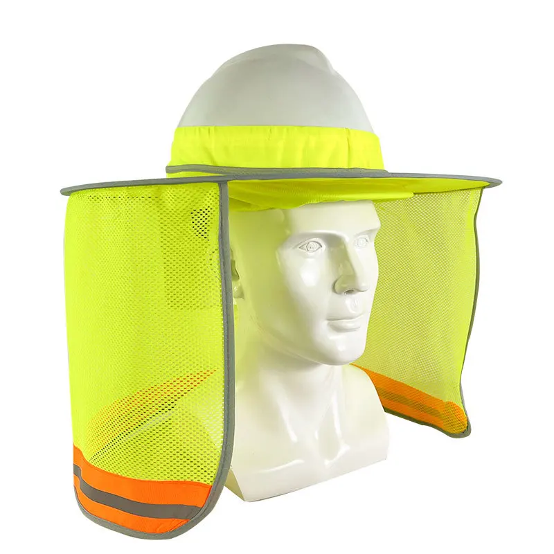 Hard Hat Sun Shade Full Brim Neck Shield High Visibility Full Brim Mesh Sun Protection Reflective (Hard Hat Not Included)