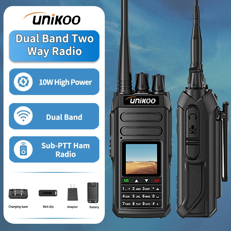 

UNIKOO US-UV305 VHF UHF Walkie Talkie Communication Two Way Radio Receiver Station Ham Long Range Wireless Set Transceiver