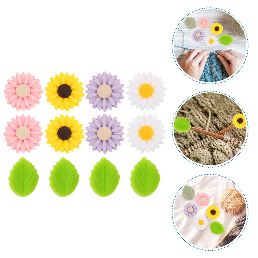 

12Pcs Premium Silicone Daisy Knitting Needle Protectors Anti-Slip Stoppers for Sewing Craft Needle Tips Protective Caps