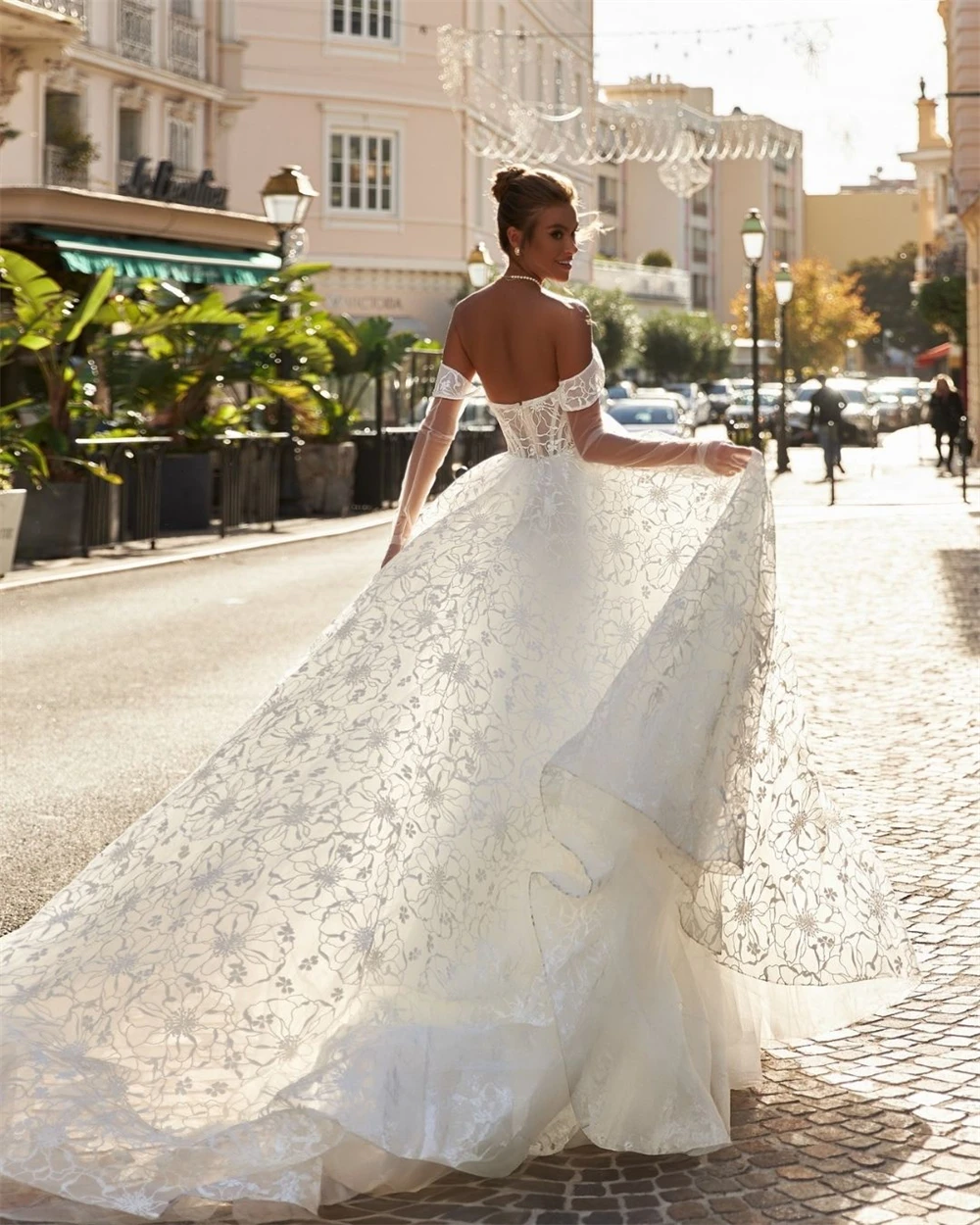 

Customized Sexy White Organza Wedding Dress Formal Strapless Off the Shoulder Bridal Gown Soft A-Line Court Train Robe de mariée