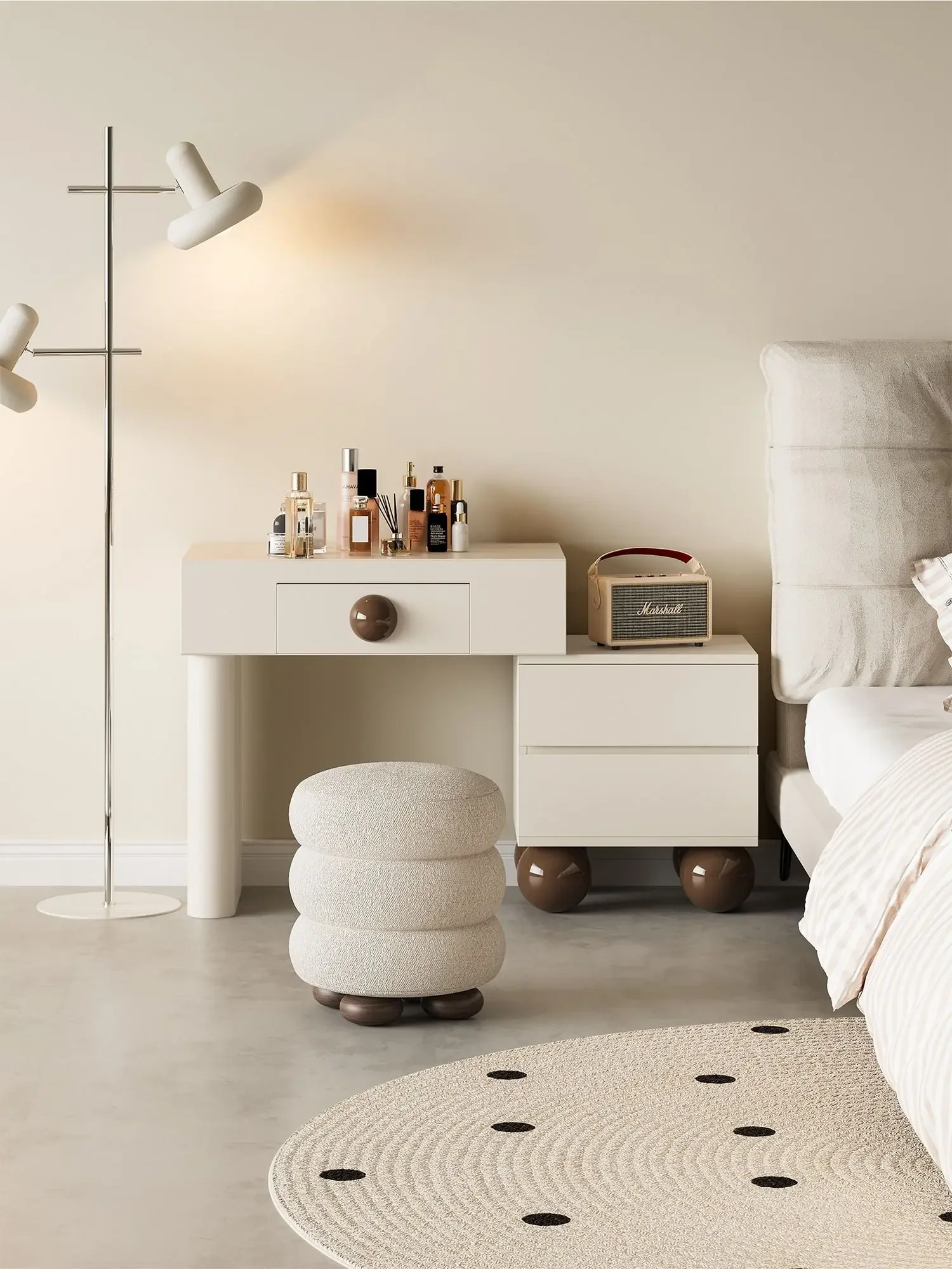Cream white dresser modern simple small apartment bedroom dressing table baking paint dressing table storage
