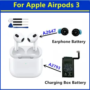 Bilashmart A2647 Replacement Battery Apple Airpods 3 A2564 A2565 Air Pods 3 Rechargeable Batteries Batteria A2793 + Free Tools