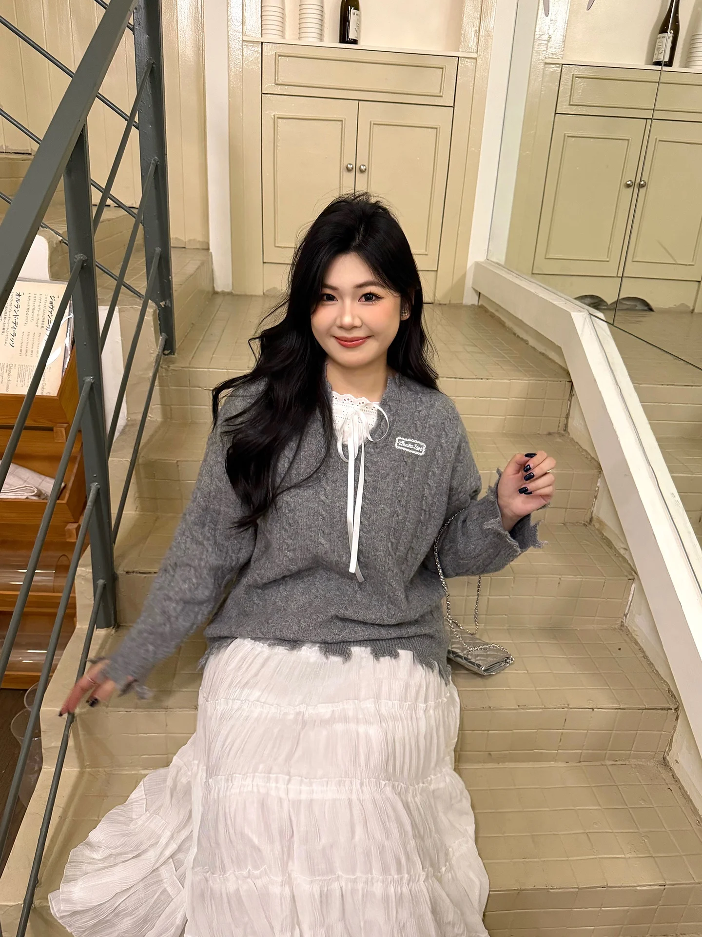 

Женский вязаный свитер NINI ONE с асимметричным воротником и витым узором, повседневный, длинный, весна 2026