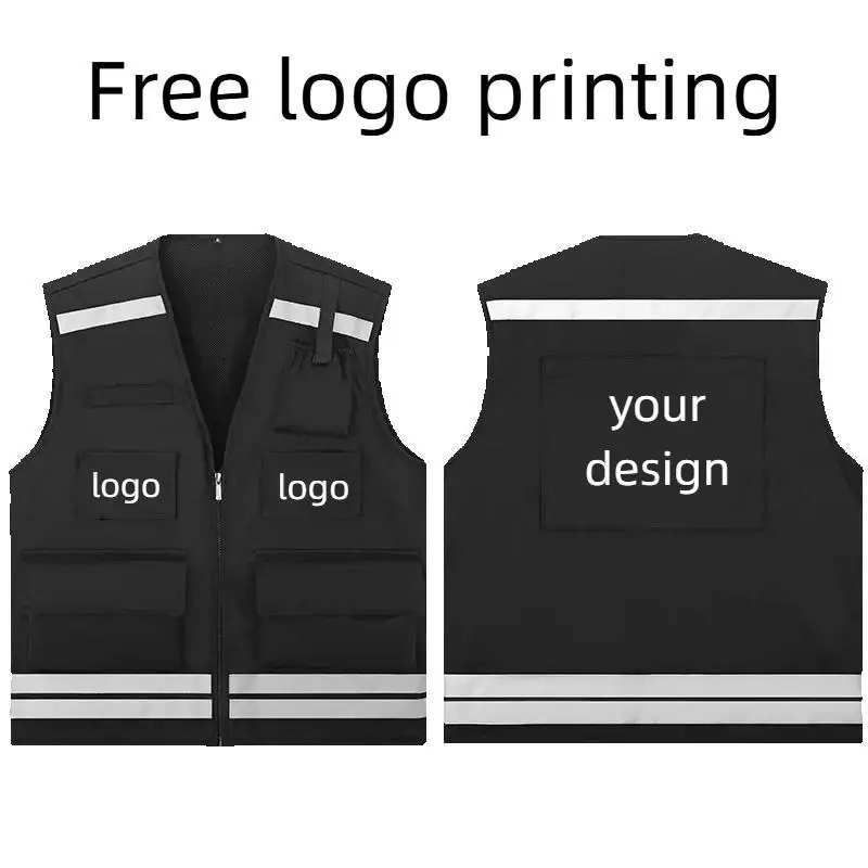 Men's Hunting Vest Logo Personalized Customization Safety Working Fishing Shooting Cycling Tactical Vest Waistcoat Clothing