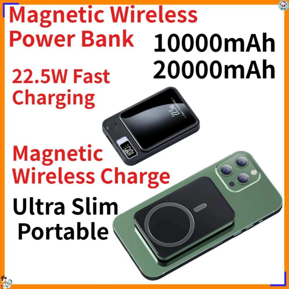 Magnetic Wireless Power Bank 10000mAh 20000mAh Ultra Slim 22.5W Fast Charging Portable Charger for iPhone Android PowerBank