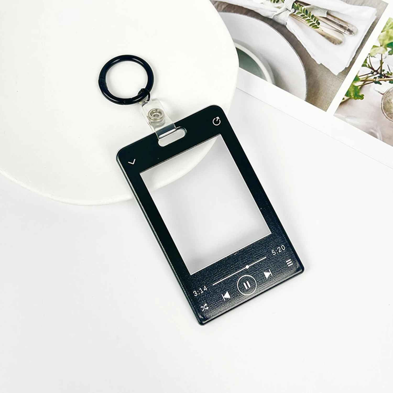 INS Acrylic Photocard Frame Music Player Printed Card Display Stand Photo Holder Photo Protection Card Sleeve Desktop Decor