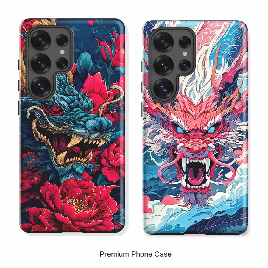 Soft Cover Capa Phone Case for Samsung Galaxy S26 A16 S24 Ultra A26 S25Ultra S23 A36 A56 S23Ultra S20 FE Pink Red Dragon