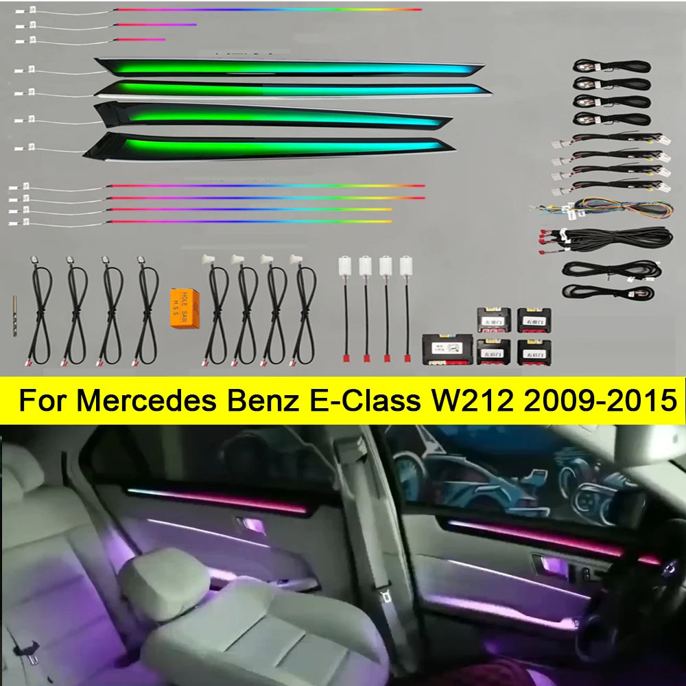 For Mercedes-Benz W212 E Class W213 2009-2024 Active Symphony Ambient Light 64 Color Ambient Lighting Decoration Atmosphere Lamp