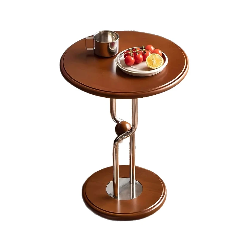 Medieval style solid wood edge few living room sofa stainless steel coffee table