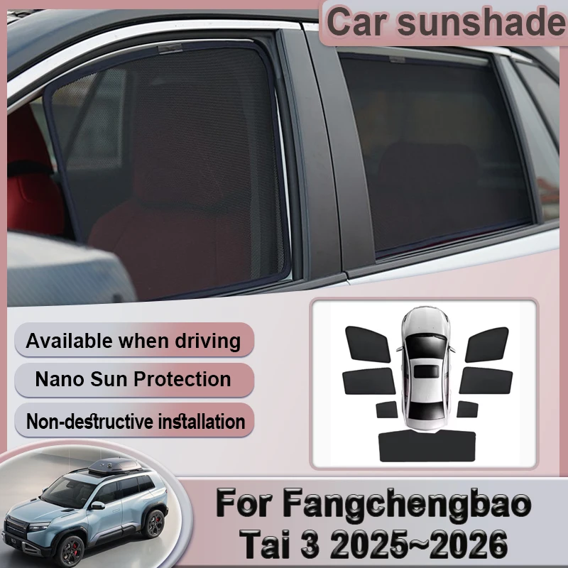 

Car Mesh Sunshade For BYD Fangchengbao Tai 3 2025 2026 Accessories Side Window Shades Sunshades Sun Visors Auto Privacy Curtains