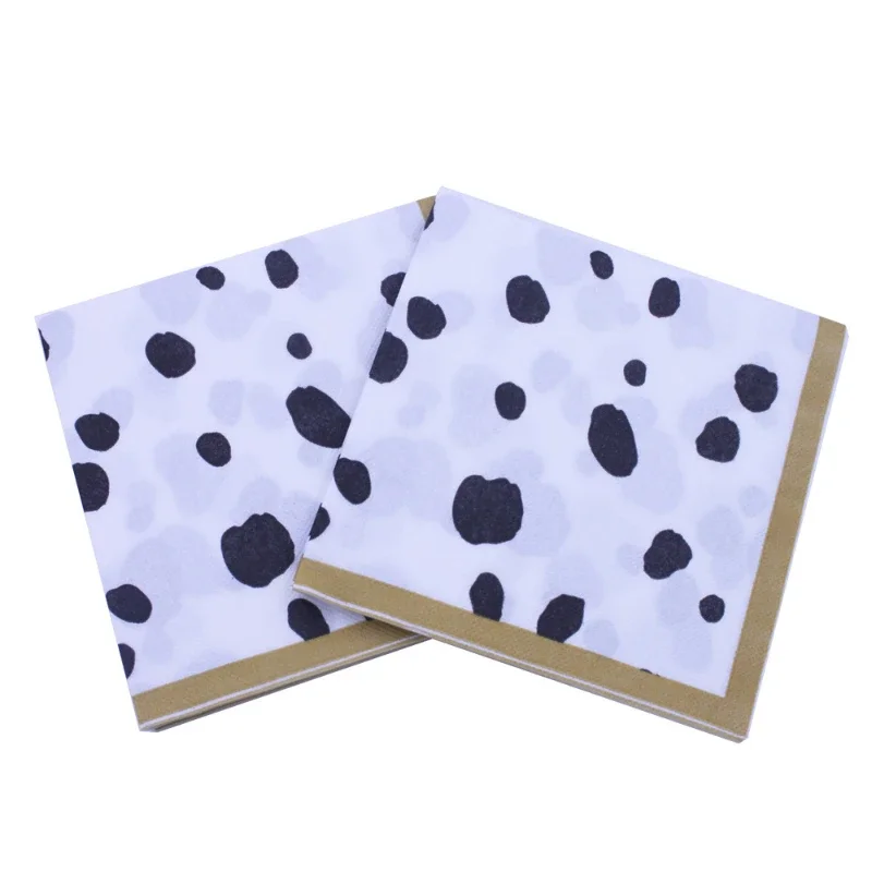 Serviettes en papier créatives faites à la main, impression couleur, noir et blanc, taches de vache, repas de poulet, bricolage, 10 pièces, 20 pièces par paquet