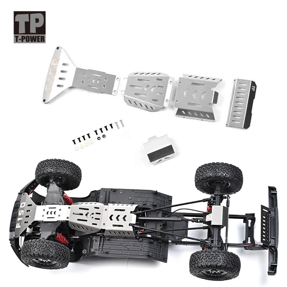 견인 취미 KM 1/8 F150 크롤러 자동차 갑옷 섀시 갑옷 사이드 스텝 가드 플레이트 액세서리 용 TP 금속 가드 플레이트