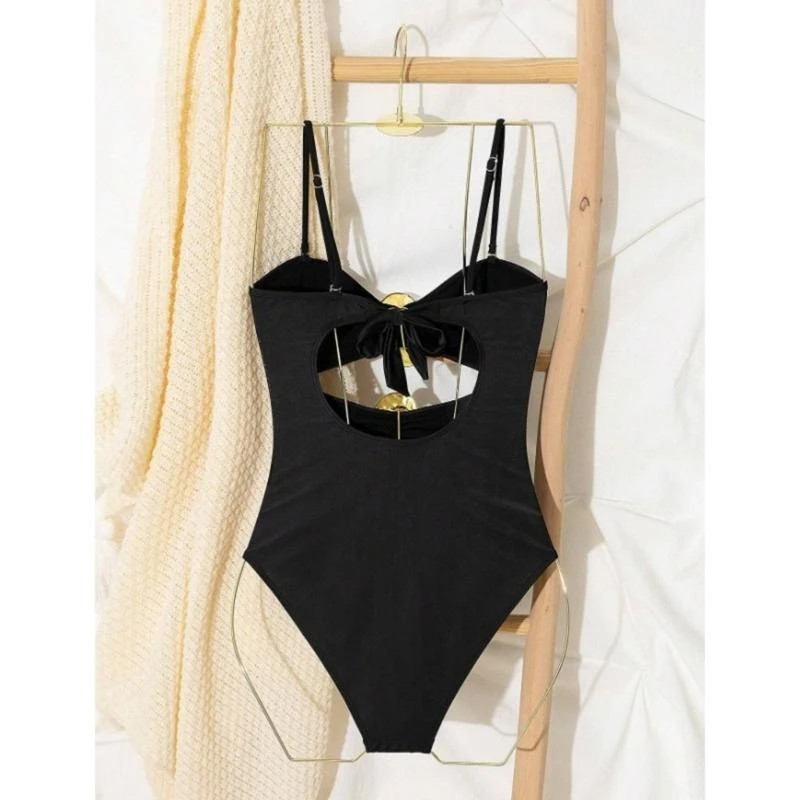 المرأة المقطوعة من ملابس السباحة الحلقات المعدنية بدلة الاستحمام 1 PC Bandeau Swimsuit .0xxe