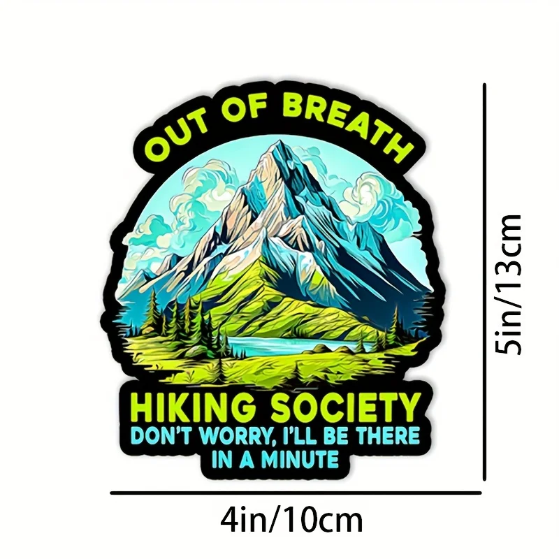 Out Of Breath Hiking Society Dont Worry Funny Saying Quote Sticker, Sticker Maker, Stickers For Water Bottles,