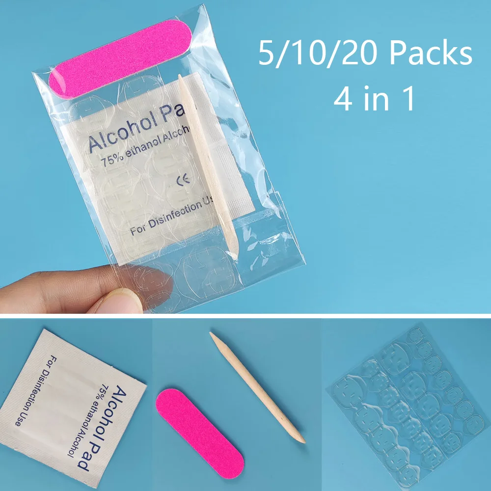 

5/10/20 Packs of Press on Nail Accessories Nail Adhesive Nail File Cuticle Pusher Wet Pet Included Manicure DIY Tools