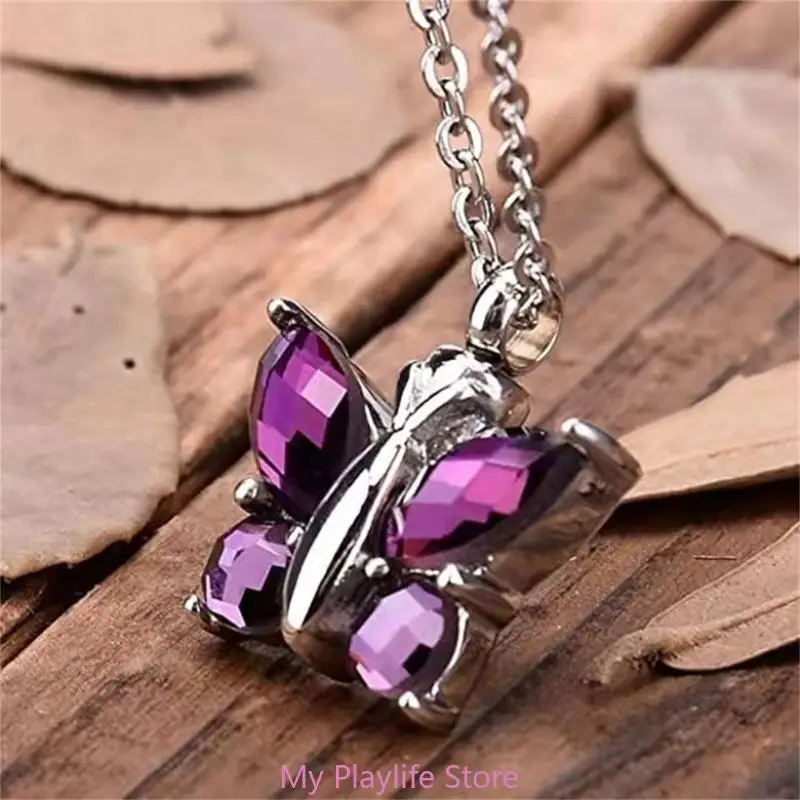 Butterfly Pendant Pet Urn Necklace for Cats Dogs Ashes Memorial Jewelry Pet Cremation Urn Pendant Necklace