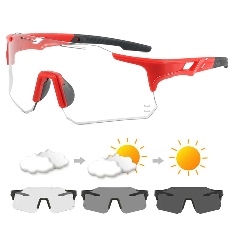Windproof Cycling Sunglasses Men Women Photochromic Riding Sun Glasses Outdoor Change Color Sports Shades Discoloration Goggle