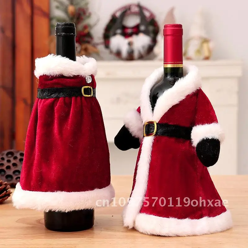 

Christmas decorations, dresses, dresses, wine bottle covers, creative Christmas wine sets, home dining table decorations