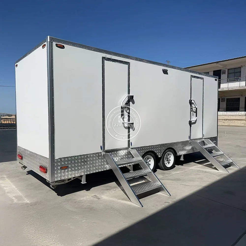 Luxury VIP Restroom Outdoor Shower Room Portable Multi-Stall Bathroom Trailer Mobile Wedding Toilet Trailer for Outdoor Events