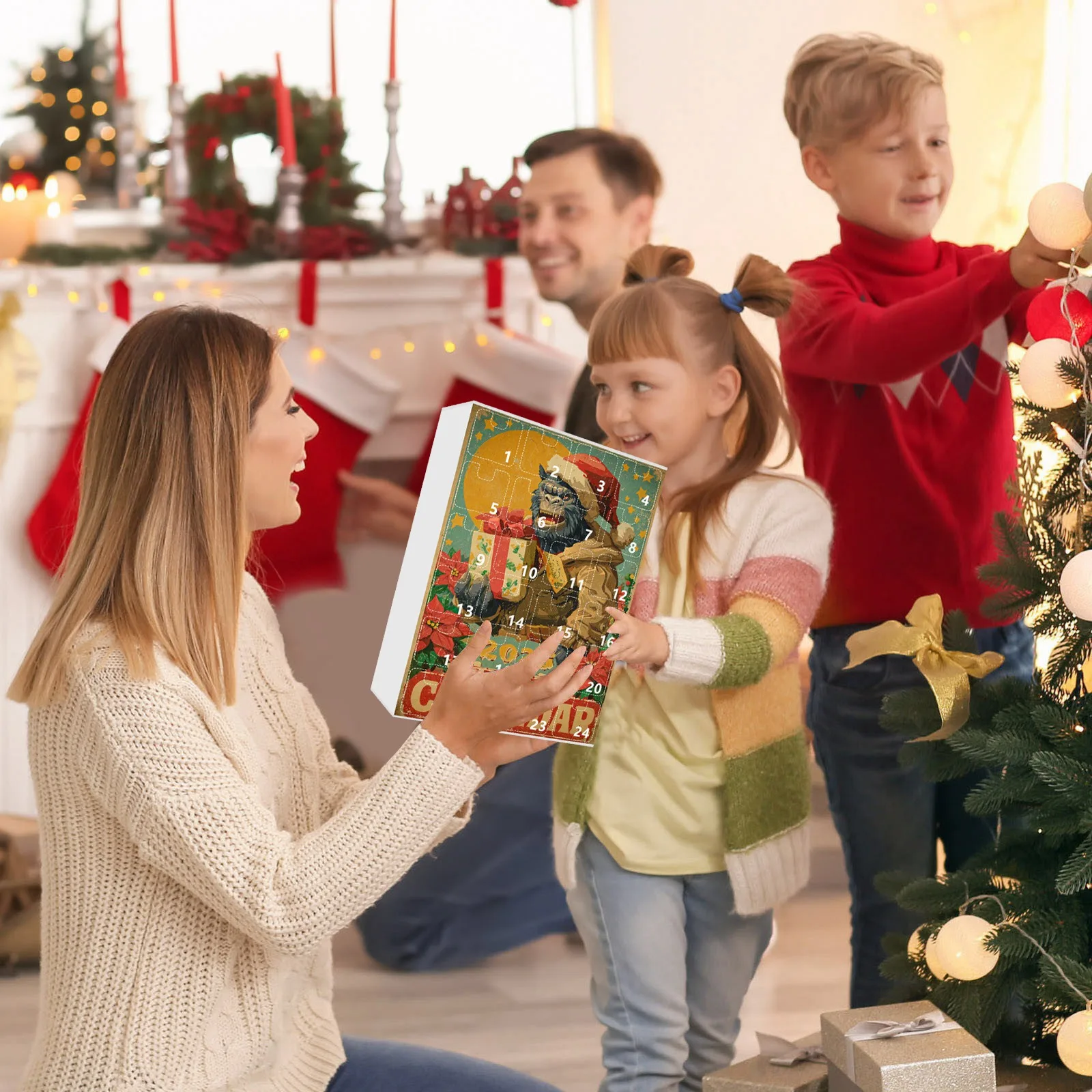 ألعاب أطفال 2025 مجموعة العد التنازلي لعيد الميلاد لقرود شجرة عيد الميلاد زينة معلقة مخلوق غامض 24 يومًا ألعاب عصرية #3