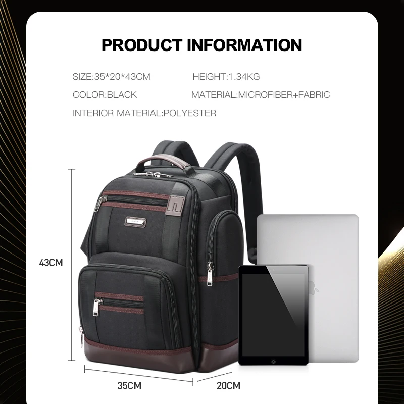 BOPAI Mochila Masculina de Negócios Casual de Nylon de Grande Capacidade Mochila para Laptop Mochila de Viagem Mochila Masculina Estilo de Marca Famosa da América do Norte