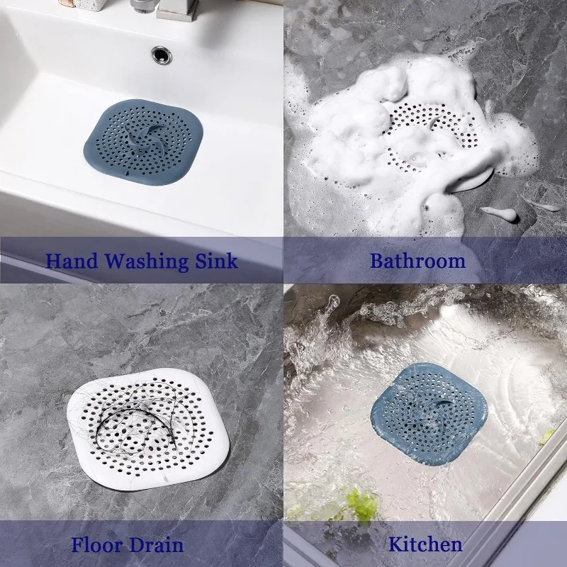 Shower Drain Hair Catcher Drain Cover Bathroom Tub with Suction Cup 5.9 Inches Silicone Sink Strainer Suit for Bathtub, Kitchen