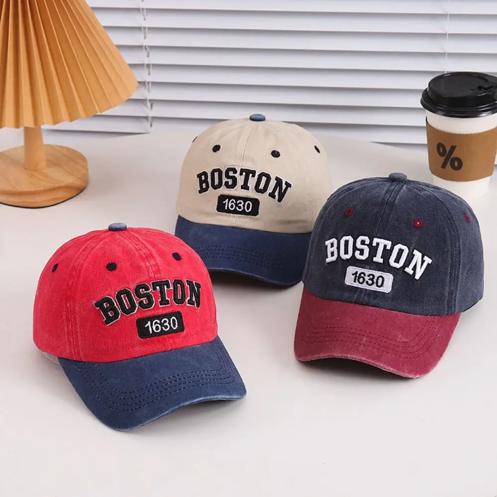 

Soft Patchwork Baby Baseball Hat Korean Style Cotton Letter Peaked Cap Sunscreen Visor Children's Sunhat Outdoor