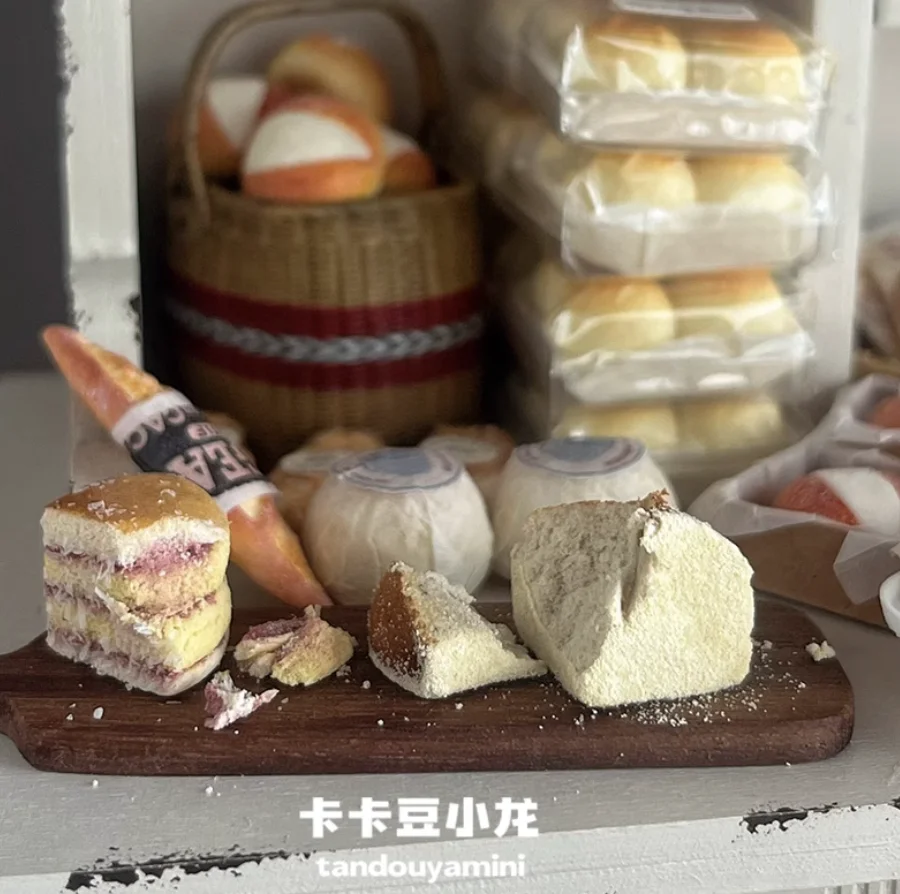 Handmade Miniature Clay Food - Bread Collection: Baguette, Croissant, Tiramisu & Boxed Desserts | Dollhouse Miniature Mini Decor