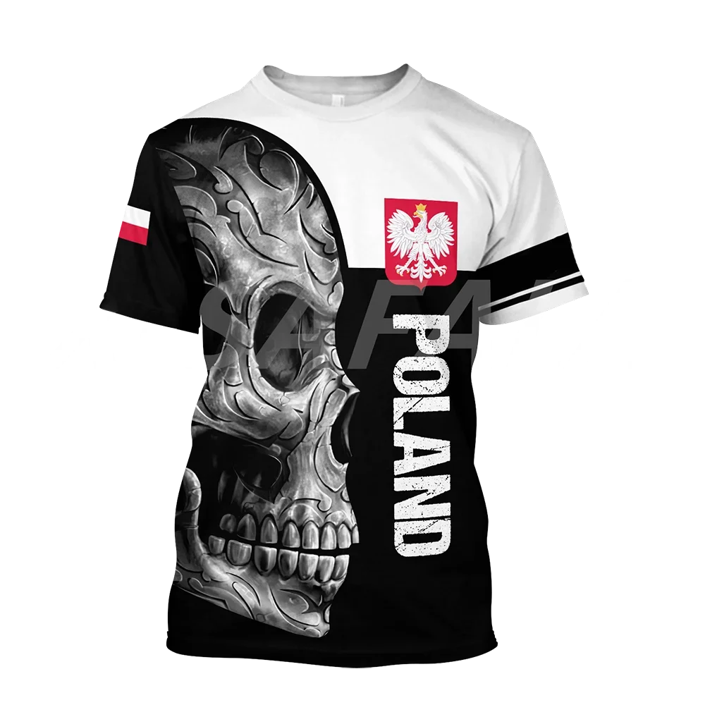 Polish Flag Print Men's and Women's T-shirt High-quality Summer O-neck Street Casual Oversized Flag Of Poland Men's Clothing Top