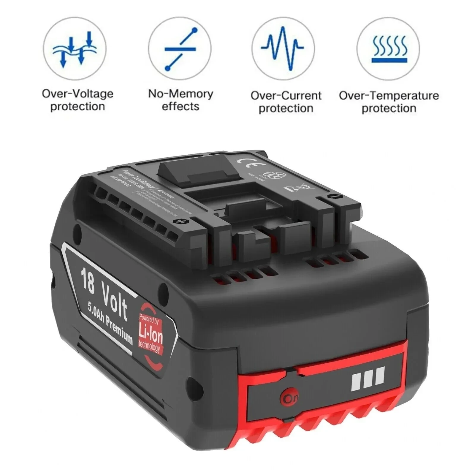 New 18V Rechargeable Li-Ion Battery For Bosch 18V Power Tool Backup 6.0ah Portable Replacement for BOSCH 18V Battery BAT609