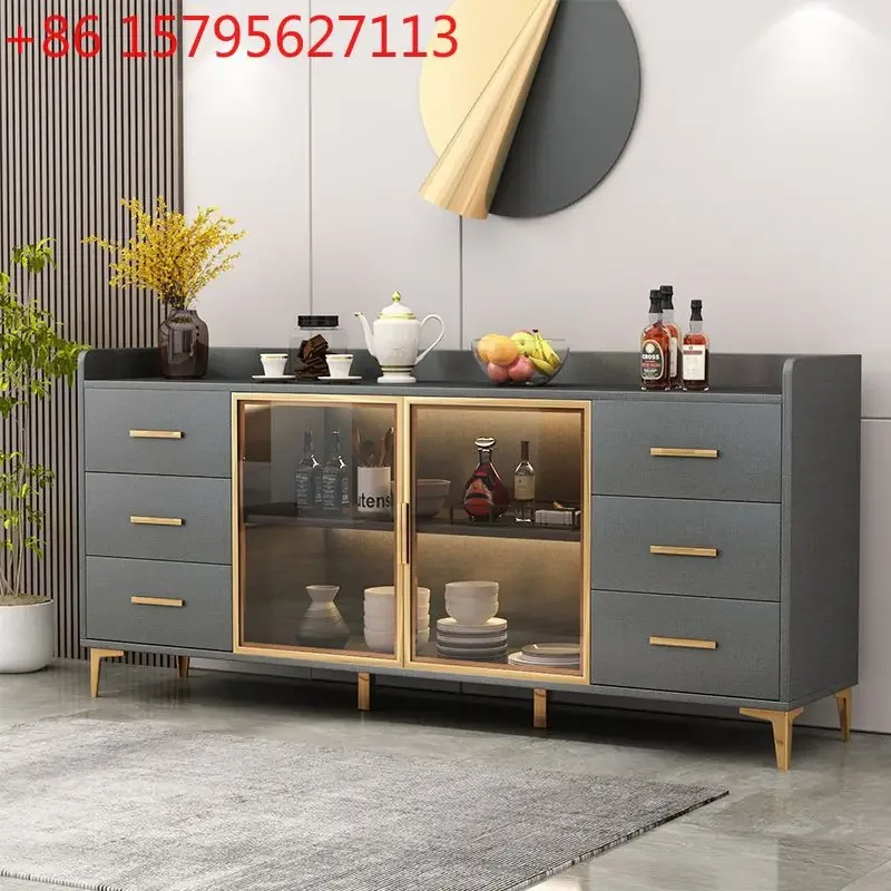 

Dining side cabinet light luxury rock slab hotel private room tea and wine cabinet