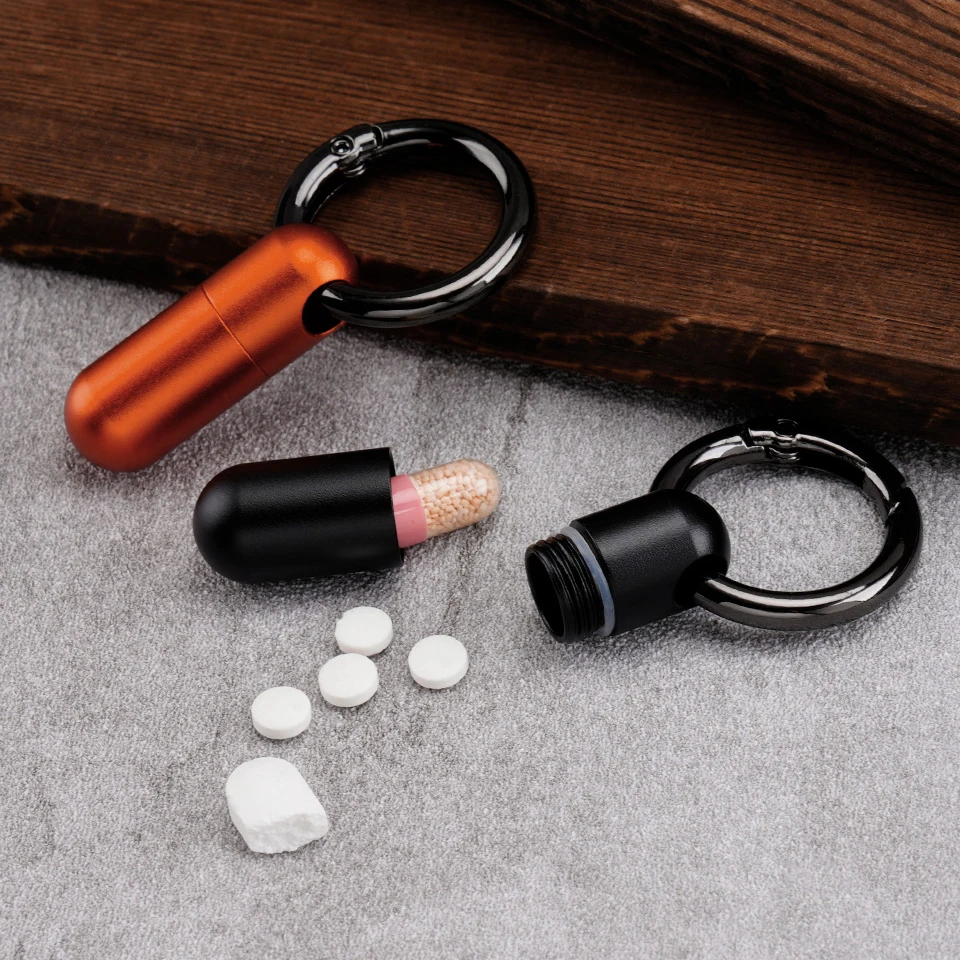 Pure Titanium Waterproof Bunker Portable Small Pill Box Sealed Waterproof Keyring Mini Carry-on First Aid Pill Bottle Three Colo