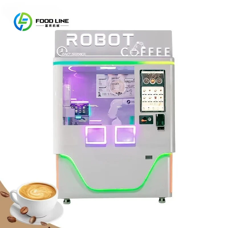 Customized Factory 6 Axis Robot Arm Automatic Operate Commercial Iced Coffee Vending Machine for Shopping Mall
