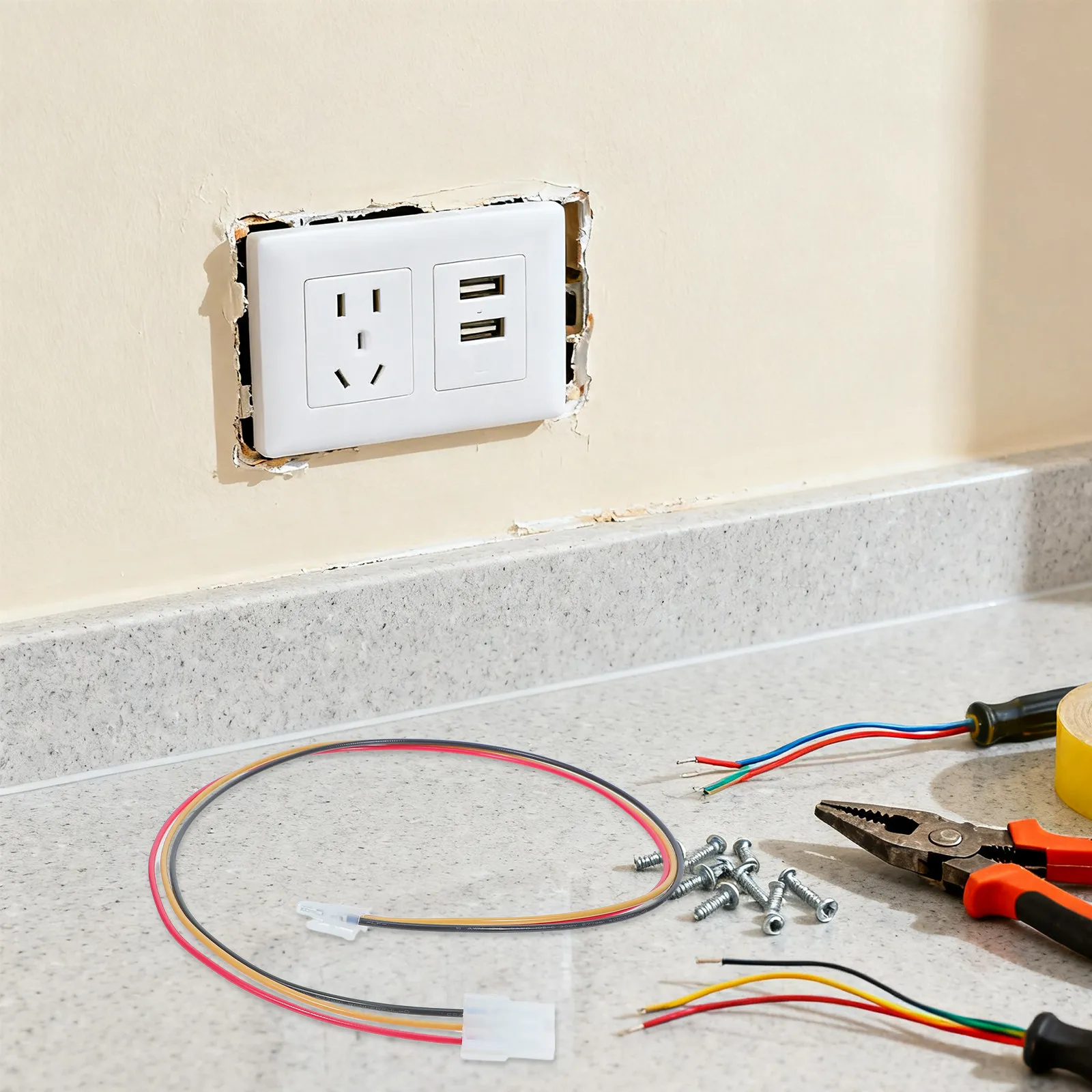 1Set Ceiling Fan Light Extension Cord Dual-Layer Insulation Fan Lamp Wiring Cable Male Female Connector Downrod Extension Wire