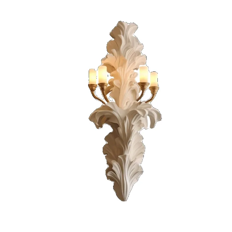 French wall lamp cream wind living room retro plaster lamp designer new relief art TV background wall wall lamp