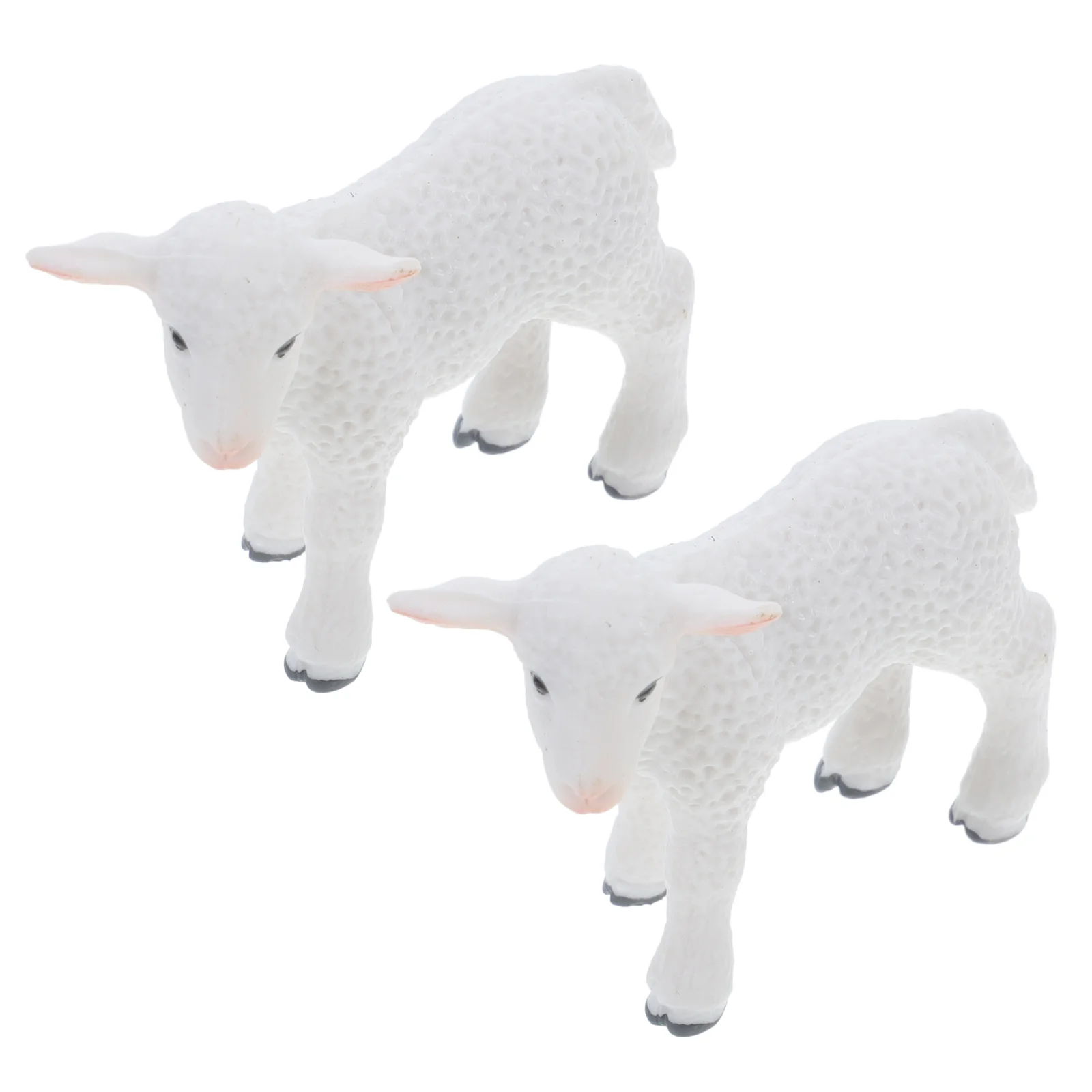 

2 Pcs Lamb Ornament Miniature Animals Figures Sheep Goat Decors Baby Toys Figurines Farm Solid