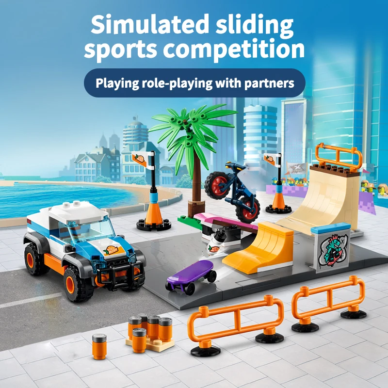 Building Blocks Toy Set para Crianças, City Street View Série, Skate Park, Road Scene, Desktop Decoration, Presentes