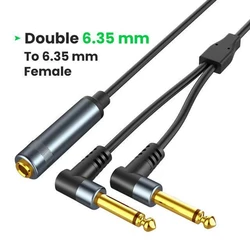 6.35 mm TRS Stereo to Dual 6.35mm TS Mono Y-Splitter Insert Cable 6.5mm Female to Male Audio Breakout Cable for Speaker Mixer