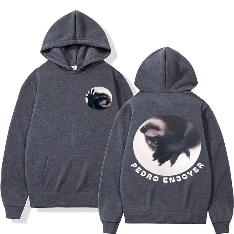 Dancing Raccoon Pedro Funny Meme Hoodie Unisex Vintage Casual Fleece Cozy Sweatshirts Men High Quality Fashion Oversized Hoodies