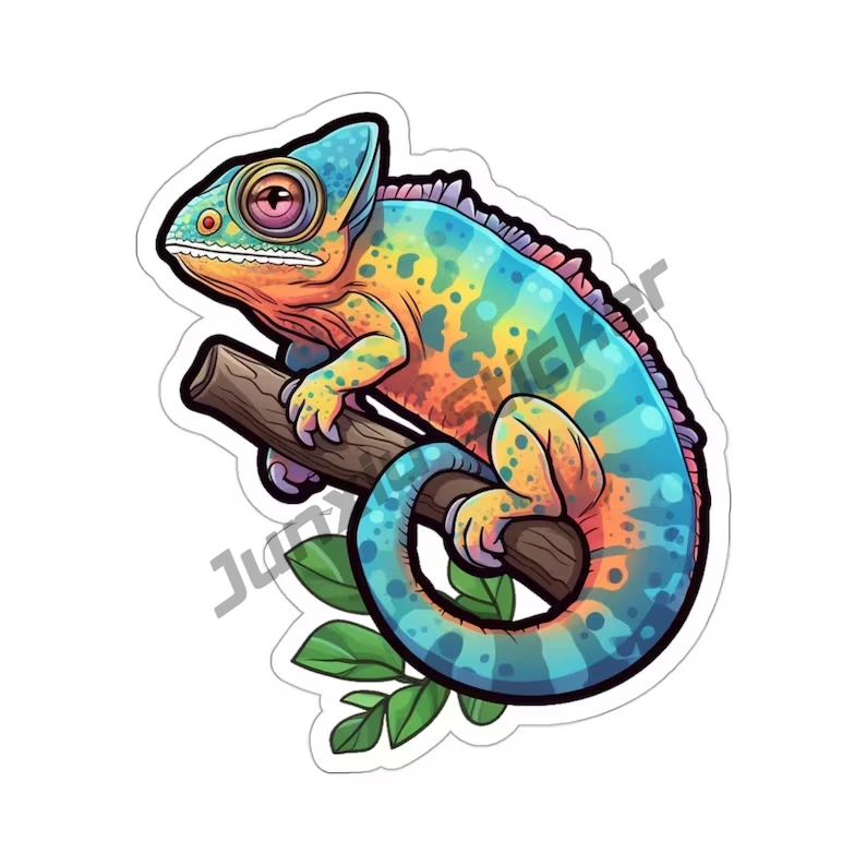 Chameleon Sticker, Animal Sticker,  Reptile Decal, Chameleon Gift Idea, Laptop Stickers, Watercolor Chameleon, Vinyl Decal