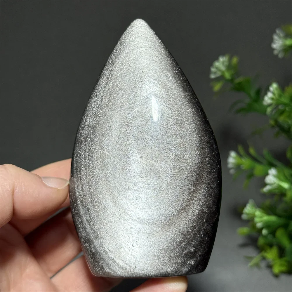 Natural Silver Obsidian Free-Form Torch Mineral Crystal Polishing Process Energy Meditation Massage Beauty Home Decoration Gift